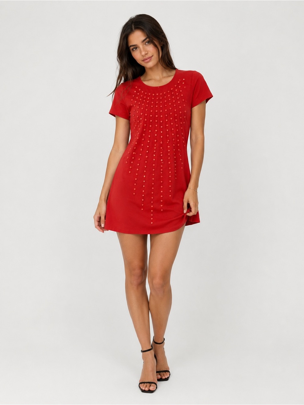 Karta Red Embellished Shift Dress